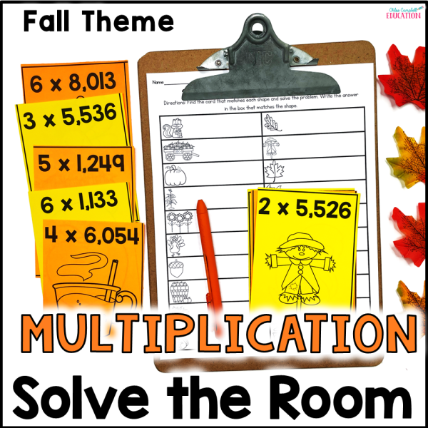 4 Digit by 1 Digit Multiplication Game Solve the Room