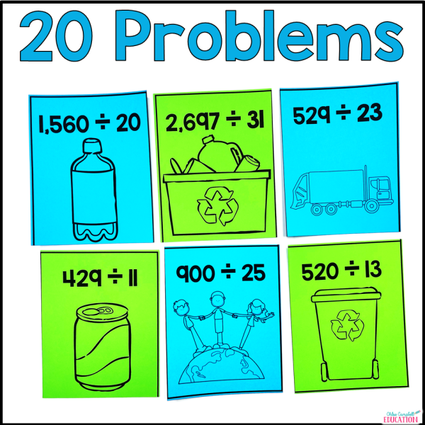 Long Division Games with 2 Digit Divisors Solve the Room - Earth Day Math Center - Image 3