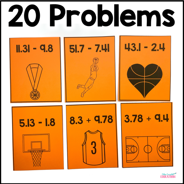 Adding and Subtracting Decimals - Solve the Room - March Basketball
