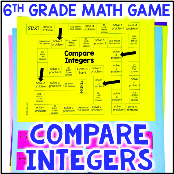 Comparing and Ordering Integers Activity - 6th Grade Math Game Center & Station
