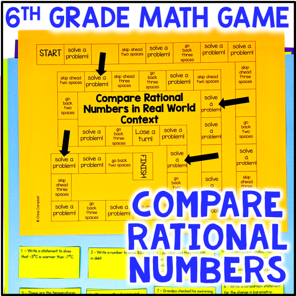 Compare & Order Rational Numbers Board Game 6th Grade Math Spiral Review Center