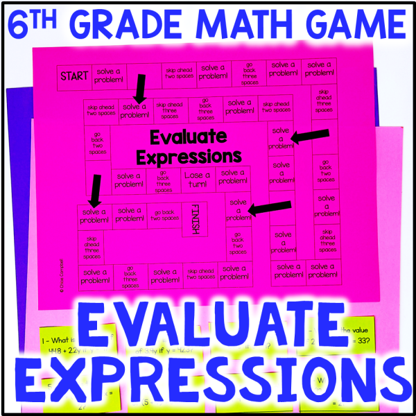 Evaluating Expressions Game - Algebraic Expressions Activity - 6th Grade Math