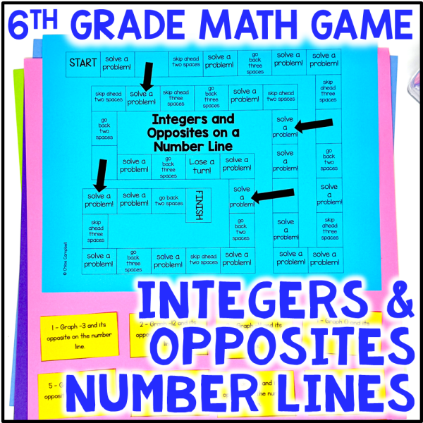 Integers on a Number Line Positive & Negative Numbers Math Game with Opposites