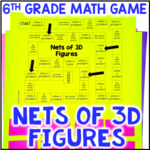 Surface Area of 3D Shapes Using Nets Station Game - 6th Grade Geometry Activity