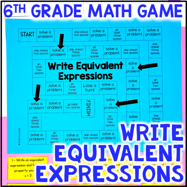 Generate Equivalent Expressions Using Math Properties Game for 6th Grade Review