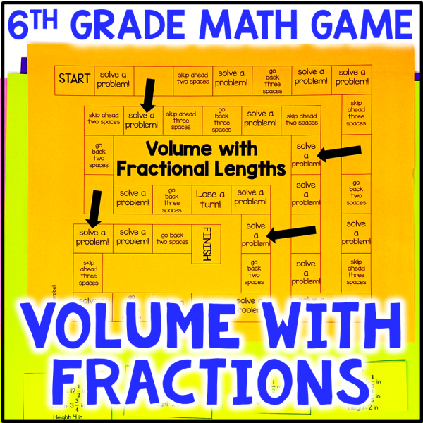 Volume Rectangular Prisms with Fractional Edge Lengths Game 6th Grade Task Cards