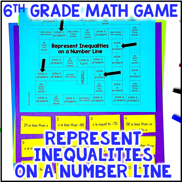 Writing Inequalities on a Number Line Review Game - 6th Grade Math Spiral Review