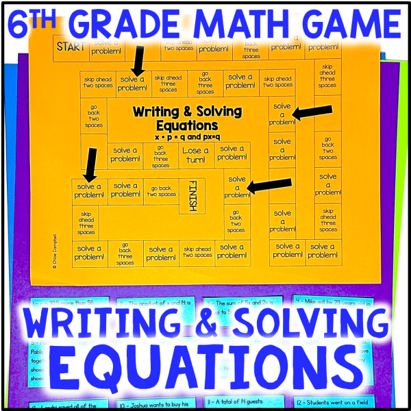 Writing Equations from Word Problems Game - Writing and Solving Equations