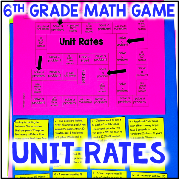 Unit Rate Activity - Unit Rates Word Problems Math Game - 6th Grade Math Review