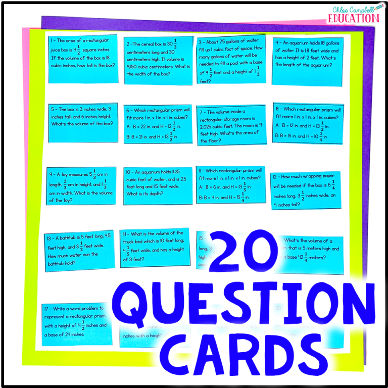 Find Volume Task Cards & Game – Volume Word Problems Rectangular Prisms ...