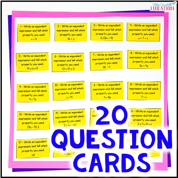 Generate Equivalent Expressions Using Math Properties Game for 6th Grade Review - Image 2