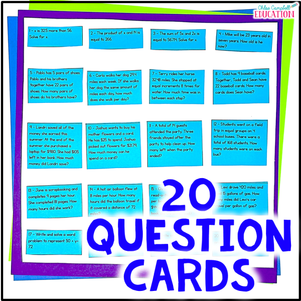 Writing Equations from Word Problems Game - Writing and Solving Equations - Image 2