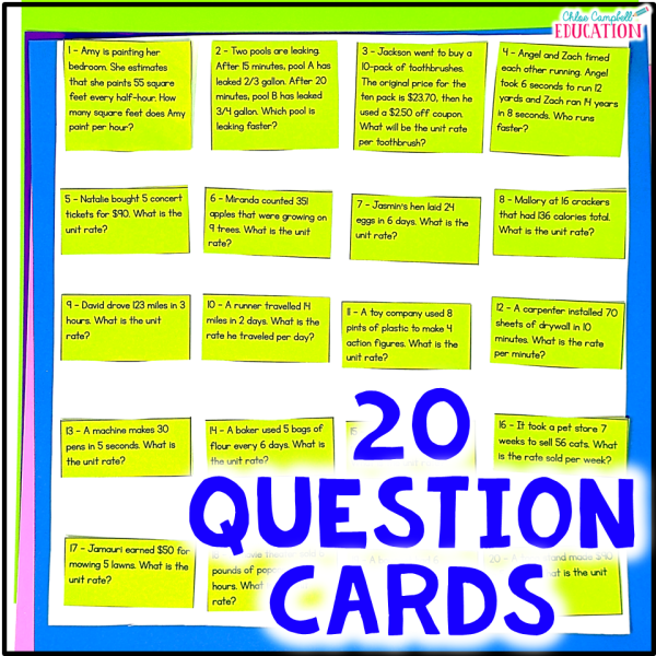 Unit Rate Activity - Unit Rates Word Problems Math Game - 6th Grade Math Review - Image 2