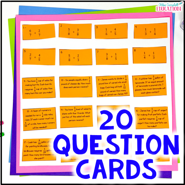 Division of Fractions Game - Dividing Fractions Word Problems Task Cards Review - Image 2