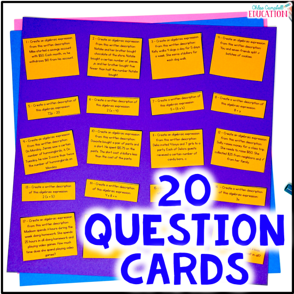 Writing Algebraic Expressions Word Problems Game - 6th Grade Math Spiral Review - Image 2