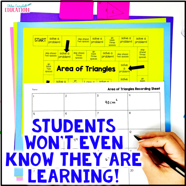 Area of Triangles Hands On Game 6th Grade Math Spiral Review Activity & Station - Image 3