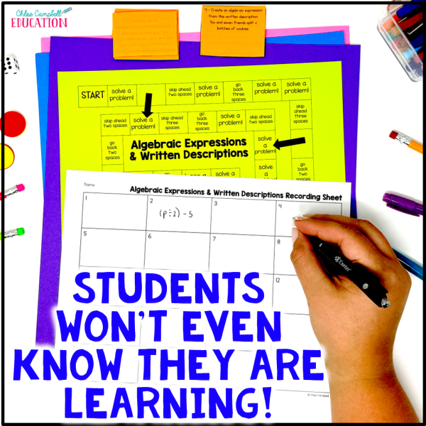 Writing Algebraic Expressions Word Problems Game - 6th Grade Math Spiral Review - Image 3