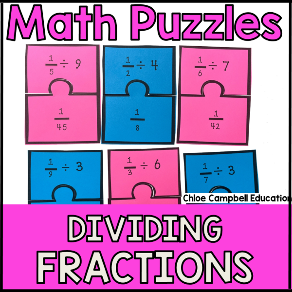 Dividing Fractions Game - Matching Math Center - Fractions Game - Math Test Prep