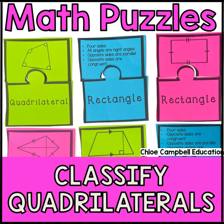 Classifying Quadrilaterals Game – 5th Grade Math Review Matching Center ...