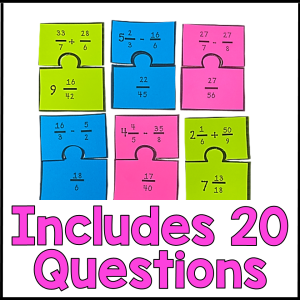 Adding and Subtracting Fractions with Unlike Denominators - Matching Math Game