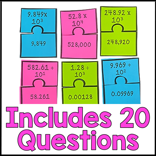 Multiplying and Dividing Powers of Ten with Exponents Activity Decimals Puzzle - Image 2