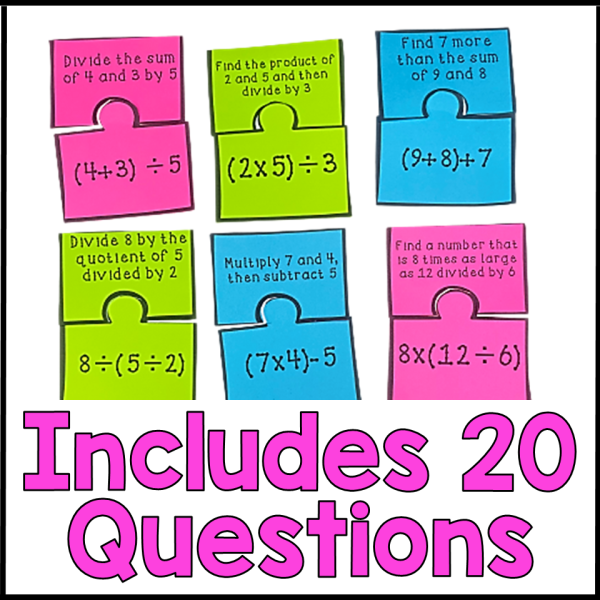 Writing Algebraic Expressions - Numerical Expressions - Math Centers - 5th Grade - Image 2