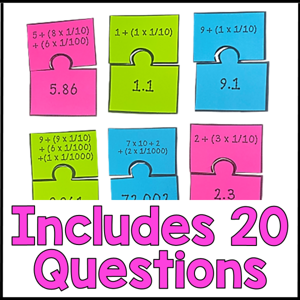 Reading & Writing Decimals Standard & Expanded Form Worksheet Matching Math Game - Image 2