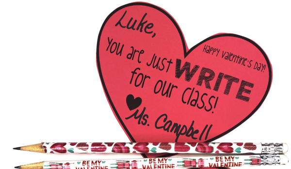 Valentine's Day Gift Tag: Pencils "You are just WRITE for our class!"