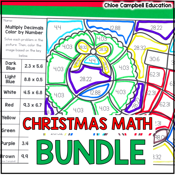 Christmas Math Activities - No Prep Worksheets BUNDLE - Christmas Work