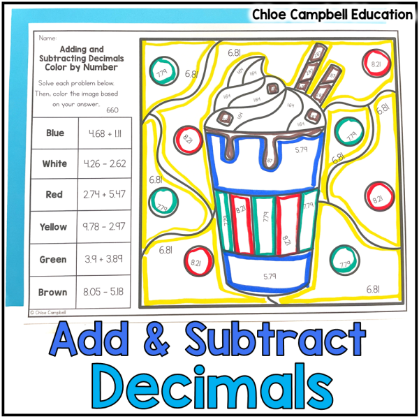 Winter Adding & Subtracting Decimals - 5th Grade Winter Math Worksheets
