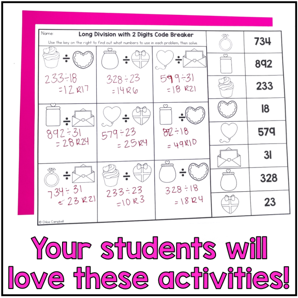 Valentine's Day Math Activities - No Prep Worksheets BUNDLE - Math Worksheets