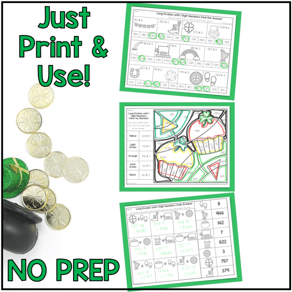 St. Patrick's Day Math Coloring & Color by Number Worksheets - March Math BUNDLE - Image 3