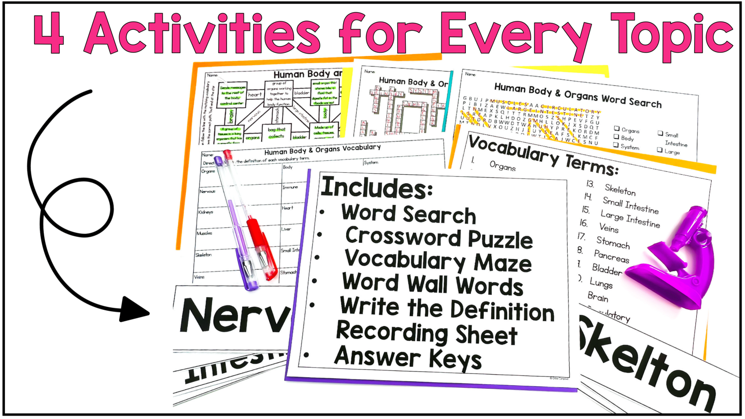 Image previews of the 5th grade science vocabulary worksheets included in this bundle by Chloe Campbell Education